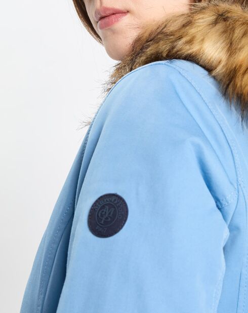 Parka Thermor à capuche fausse fourrure bleue