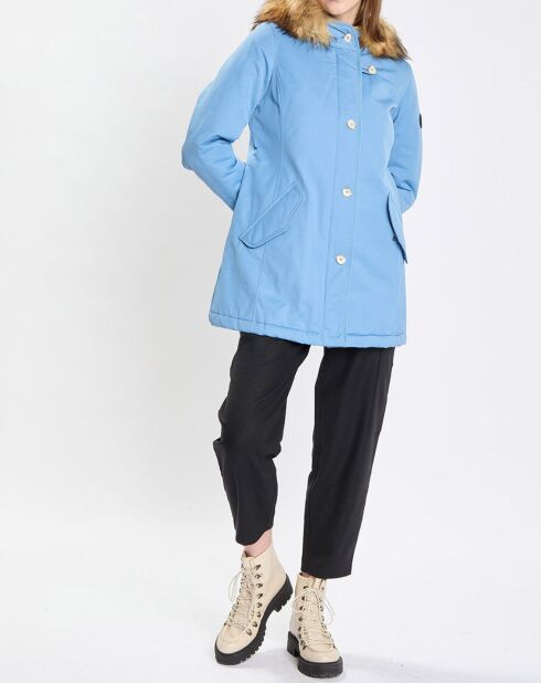 Parka Thermor à capuche fausse fourrure bleue
