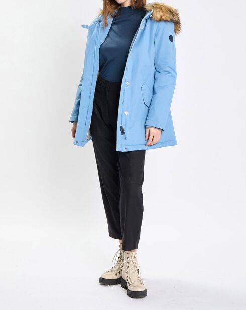 Parka Thermor à capuche fausse fourrure bleue