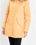 Parka Thermor à capuche fausse fourrure jaune