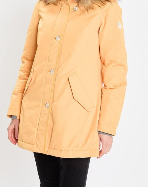 Parka Thermor à capuche fausse fourrure jaune