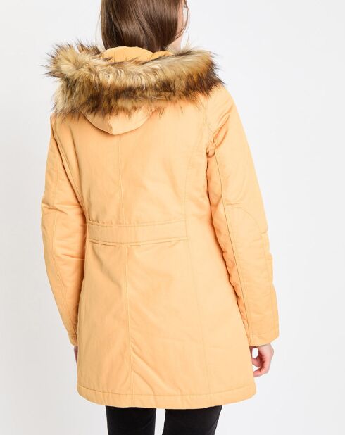 Parka Thermor à capuche fausse fourrure jaune