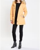 Parka Thermor à capuche fausse fourrure jaune