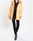 Parka Thermor à capuche fausse fourrure jaune