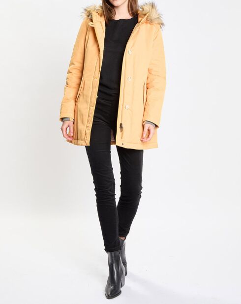 Parka Thermor à capuche fausse fourrure jaune
