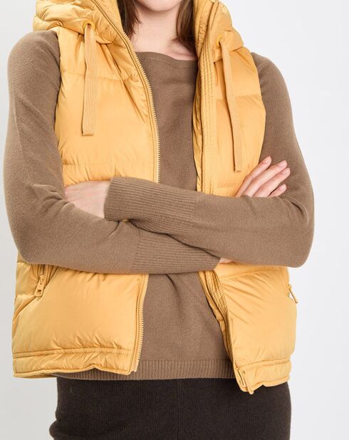 Doudoune sans manches à capuche jaune
