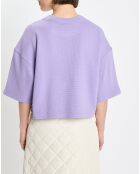 T-Shirt gaufré manches 3/4 Boxy violet clair