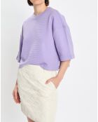 T-Shirt gaufré manches 3/4 Boxy violet clair