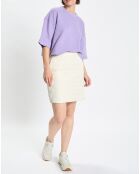 T-Shirt gaufré manches 3/4 Boxy violet clair