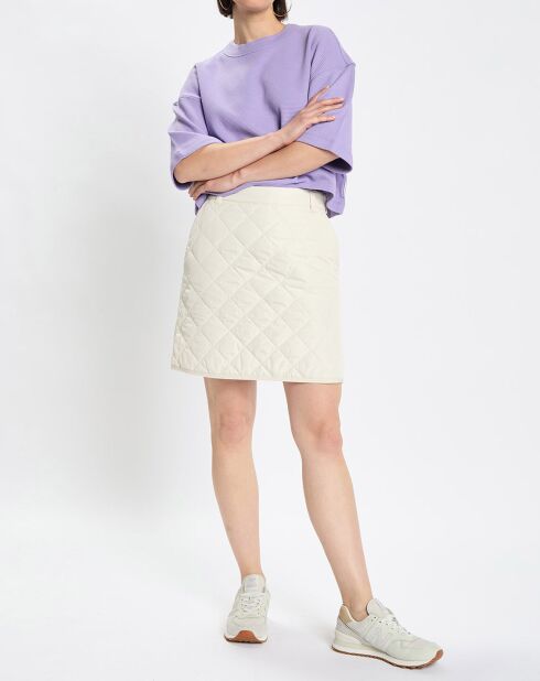 T-Shirt gaufré manches 3/4 Boxy violet clair