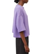 T-Shirt gaufré manches 3/4 Boxy violet clair