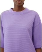 T-Shirt gaufré manches 3/4 Boxy violet clair