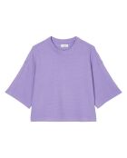 T-Shirt gaufré manches 3/4 Boxy violet clair