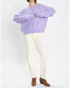 Pull en Alpaga & Laine mélangés gaufré violet clair