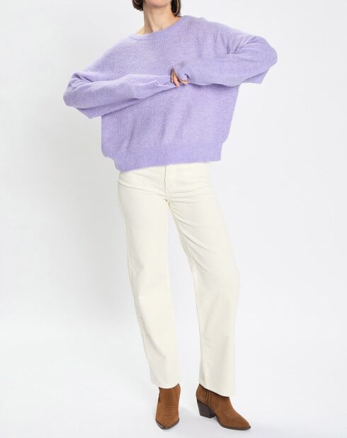 Pull en Alpaga & Laine mélangés gaufré violet clair