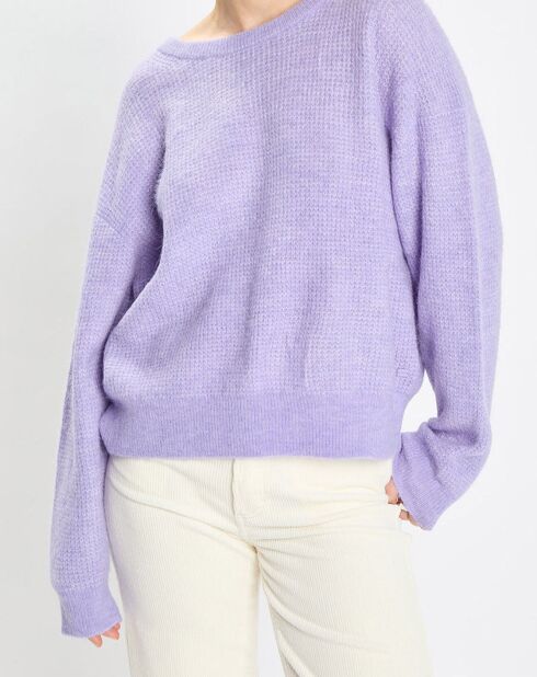 Pull en Alpaga & Laine mélangés gaufré violet clair