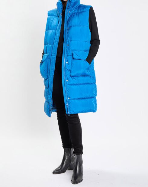 Doudoune longue sans manches bleue