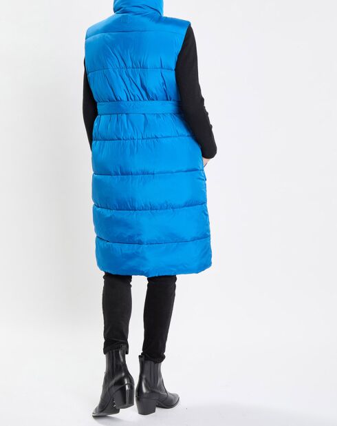 Doudoune longue sans manches bleue