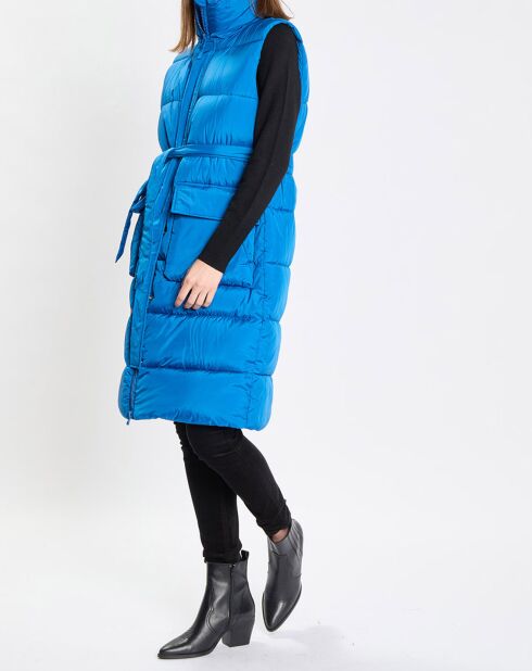 Doudoune longue sans manches bleue