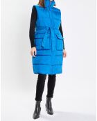 Doudoune longue sans manches bleue