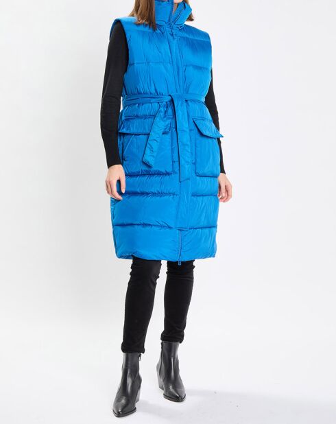 Doudoune longue sans manches bleue