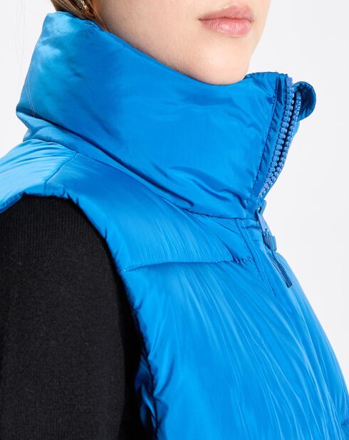 Doudoune longue sans manches bleue