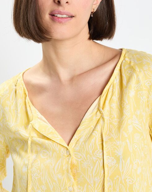 Chemise imprimé floral jaune