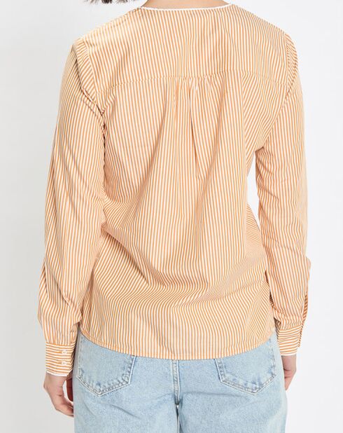Blouse col V Pop à rayures jaune
