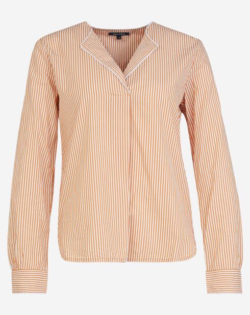 Blouse col V Pop à rayures jaune