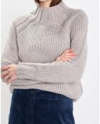 Pull en Laine mélangée col montant gris