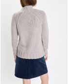 Pull en Laine mélangée col montant gris