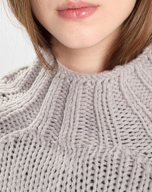 Pull en Laine mélangée col montant gris