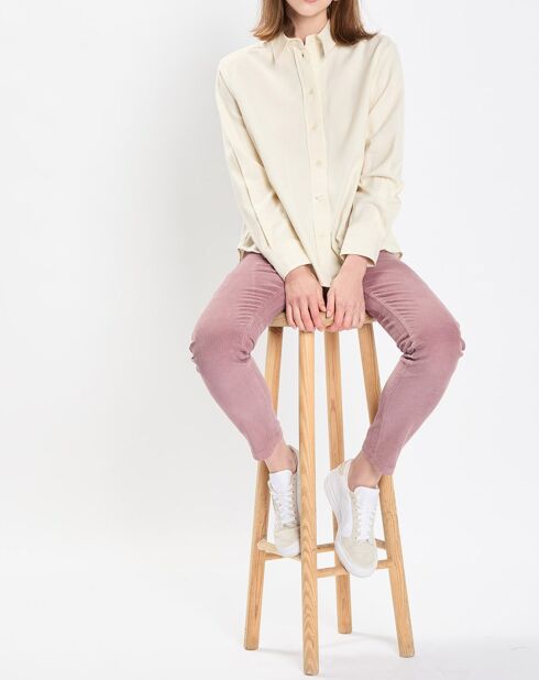 Chemise en flanelle manches ballons écrue