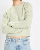 Pull en Coton, Laine & Alpaga mélangés Mouline vert clair
