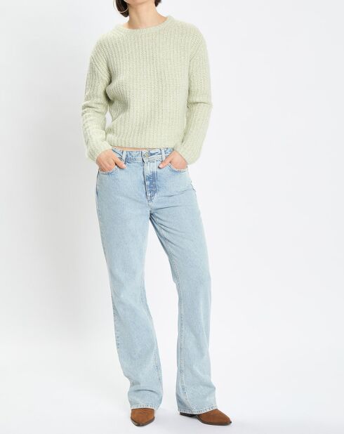 Pull en Coton, Laine & Alpaga mélangés Mouline vert clair