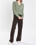 Gilet en Coton, Laine & Alpaga mélangés grosse maille chiné vert foncé