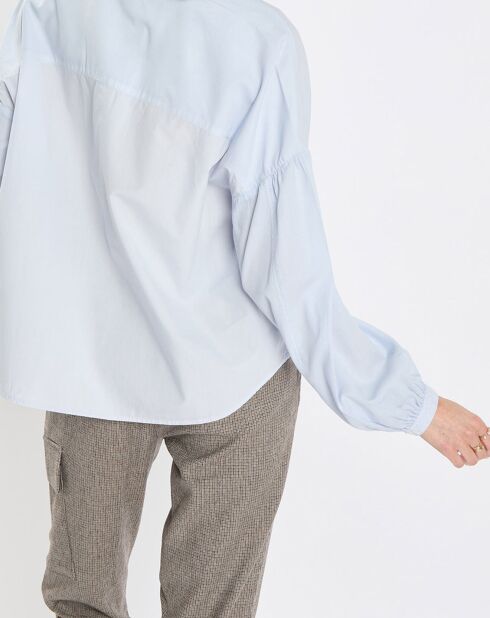 Chemise Col Mao Poche bleu clair