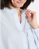 Chemise Col Mao Poche bleu clair