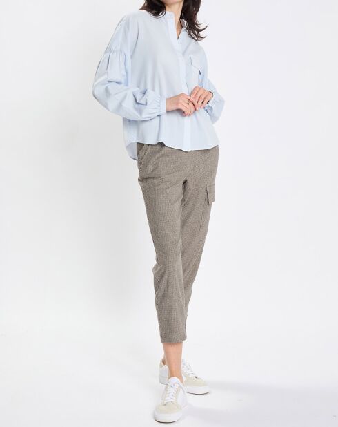 Chemise Col Mao Poche bleu clair