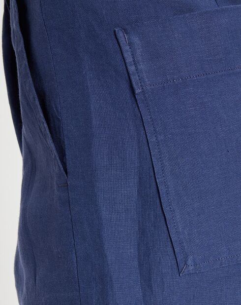 Middelblauwe korte broek van 100% stretchlinnen