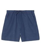 Short 100% Lin Elastique bleu moyen