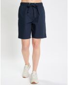 Short popeline taille élastique bleu marine