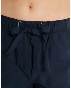 Short popeline taille élastique bleu marine