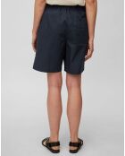Short popeline taille élastique bleu marine