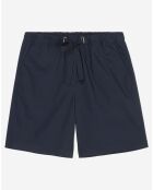 Short popeline taille élastique bleu marine