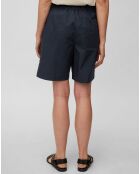 Short popeline taille élastique bleu marine