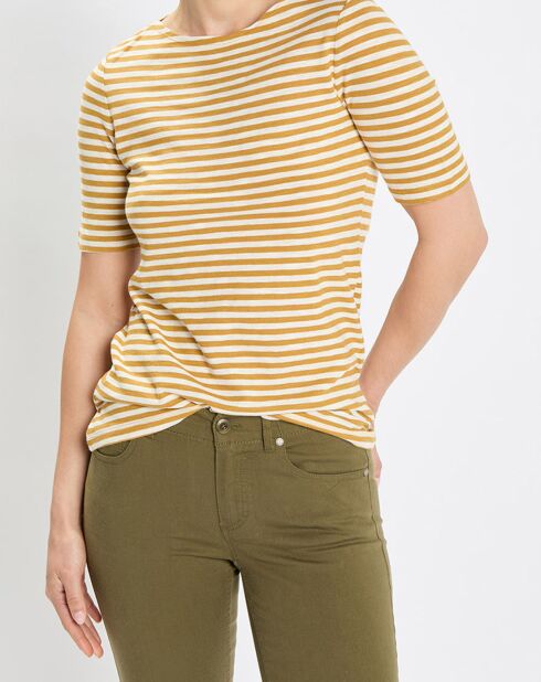 T-Shirt rayé blanc/jaune