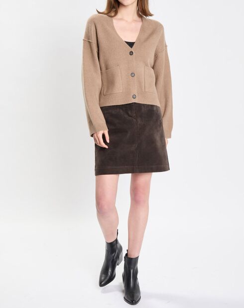 Cardigan en Laine mélangée marron clair