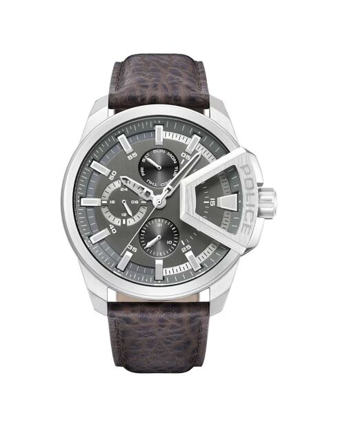 Montre Homme Underlined en Cuir marron