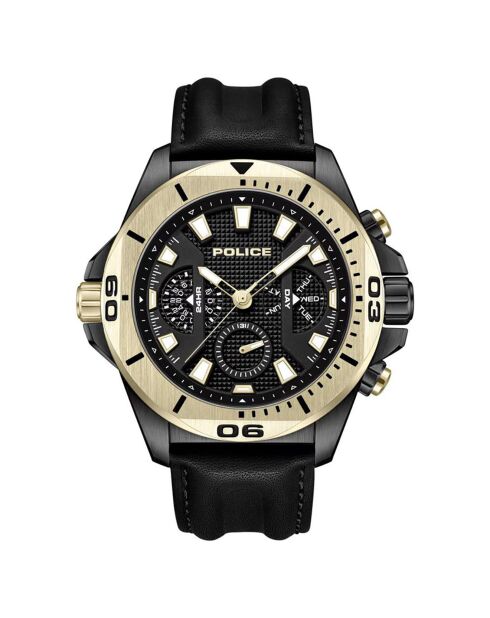 Montre Homme en Cuir synthétique noire